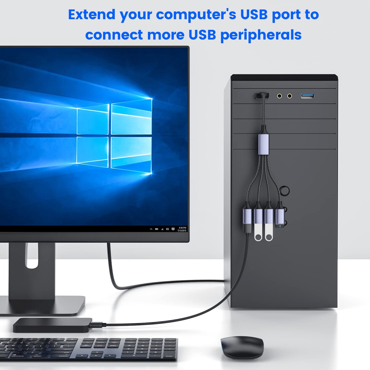 MOGOOD 4 in 1 USB Splitter Cable,USB to USB Cable Adapter,USB to 4 USB Adapter,Splitter 4 USB Cable,USB Power Split Adapter for Data Charging Power…