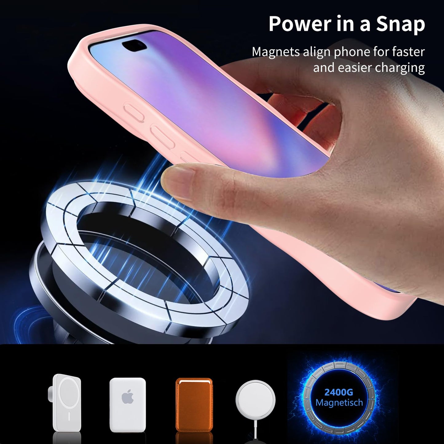 iYavvort Magnetic for iPhone 17 Pro Case, (Compatible with Magsafe) Curly Wavy Frame Hard Translucent Matte Clear Back Cover for Women Men TPU Bumper