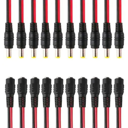 GESS Technologies 40 Pairs DC Power Pigtail Cable Wire Plug 18AWG Pure Copper 2.1mm x 5.5mm 12V 5A Male & Female Connectors for Security CCTV