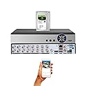 Evertech 16 Channel Surveillance H.265 Digital Video Recorder w/ 1TB Hard Drive Memory Storage Compatible with AHD TVI CVI Analog Cameras