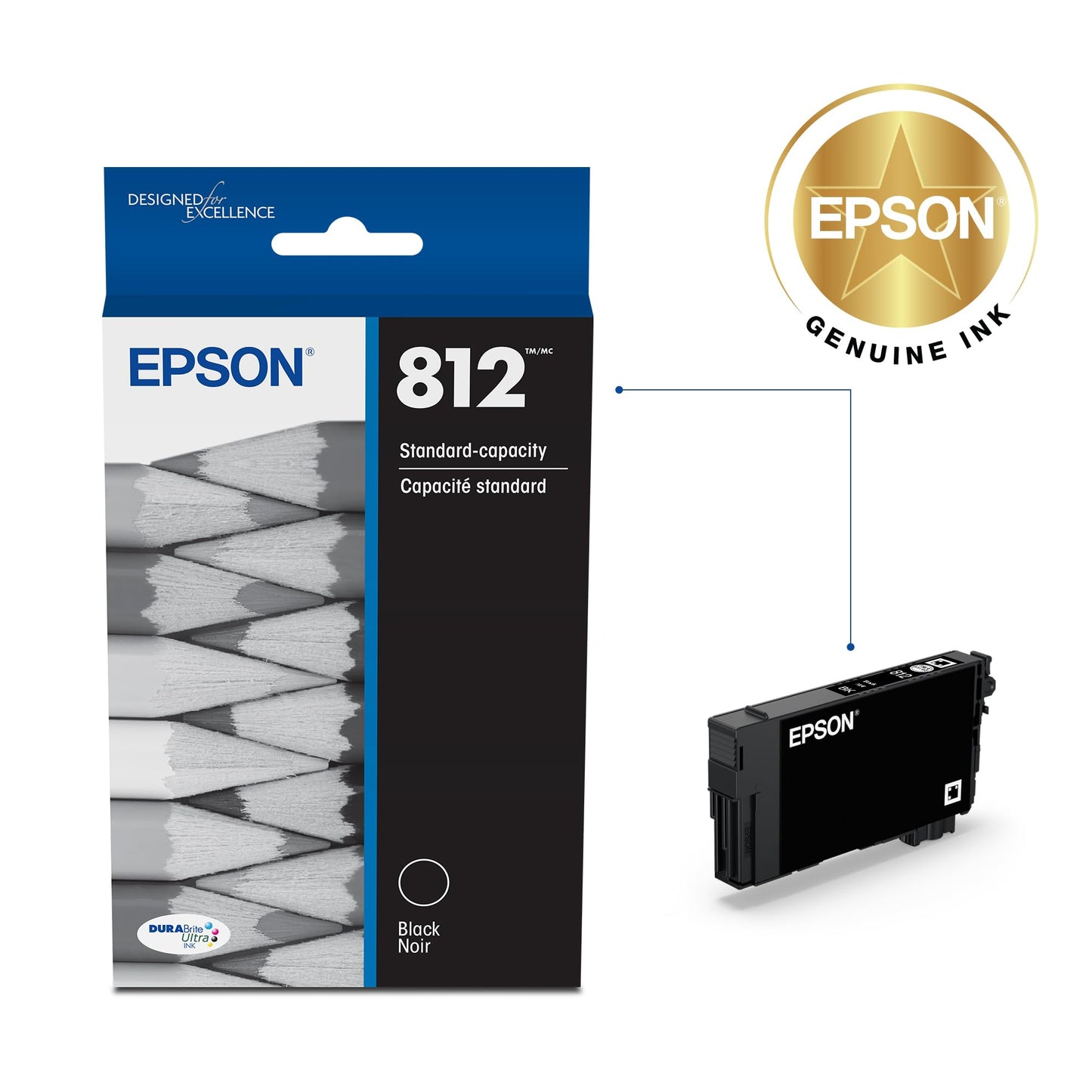 EPSON 812 DURABrite Ultra Ink Standard Capacity Black Cartridge (T812120-S) Works with WorkForce Pro WF-7310 ,7820, 7840, EC-C7000