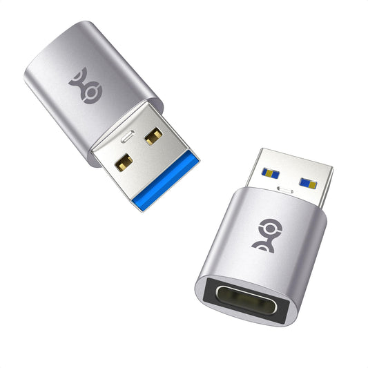 Cable Matters 2-Pack 10Gbps USB to USB C Adapter for Fast Charging & High-Speed Data Transfer, Reversible USBC Port, USBA Male to USBC Female Adapter…