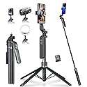 70" Tripod for Phone, Portable All in One Extendable Cell Phone Tripod Stand, Tall Travel Tripods for Recording Video Selfies Photo, with Wireless