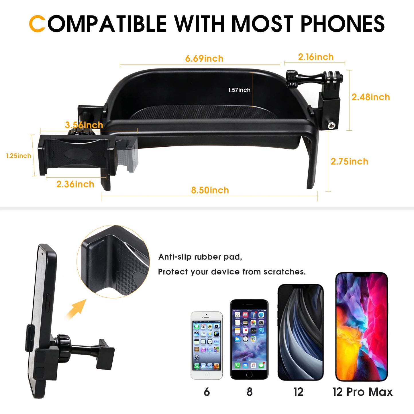 BESTAOO Dash Phone Holder Mount for Ford Bronco Sport 2021 2022 2023 2024 Accessories, Dashboard Center Console Dash Storage Tray Cell Phone Holder