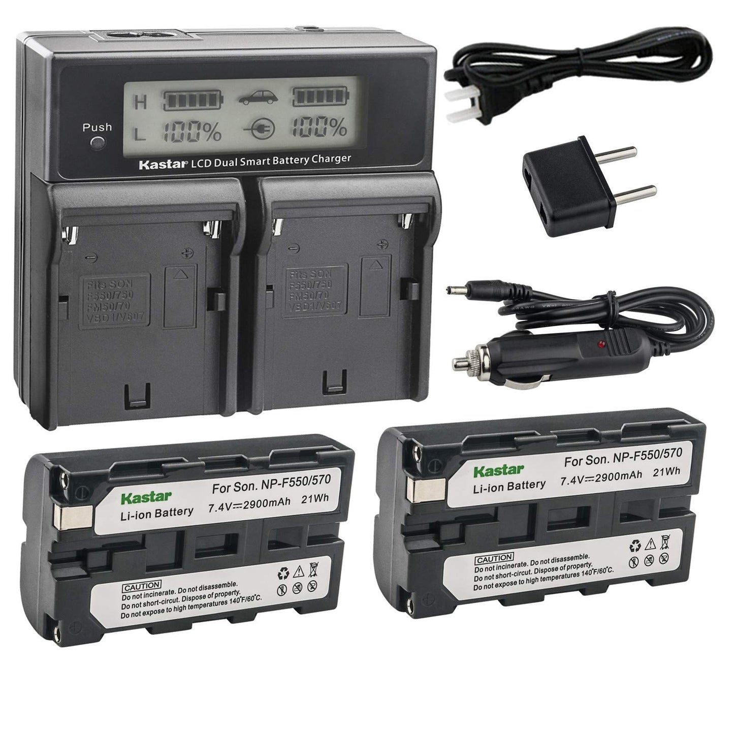 Kastar LCD Dual Fast Charger & 2 x Battery Replacement for Sony NP-F330 NP-F550 NP-F570, CCD-RV200 CCD-SC9 CCD-TR1 CCD-TR940 CCD-TR917 Camera, CN-126