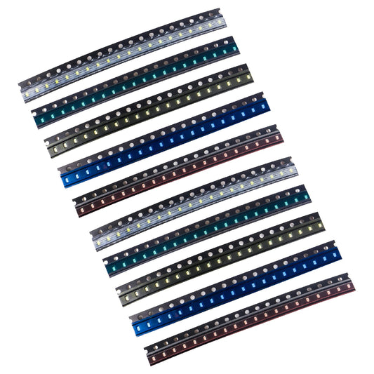(5 Colors x 40 pcs = 200 pcs) 0603 SMD LED Diode Lights Assorted Kit (Mini Chip 1.6mm x 0.8mm for PCB DC 20mA) Super Bright Lighting Bulb Lamps
