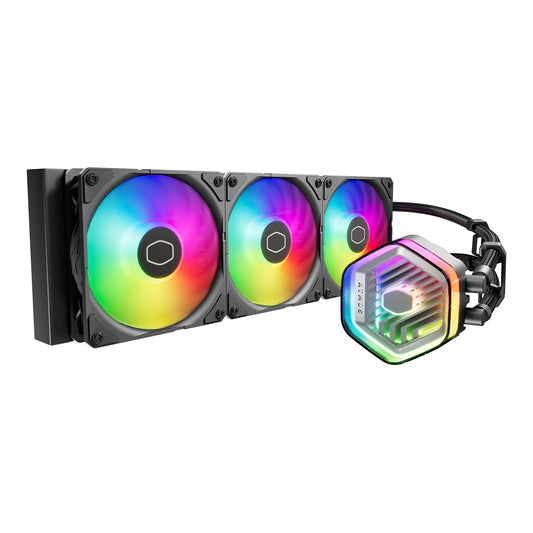 Cooler Master 360 Atmos Performance-Driven Close-Loop AIO Liquid Cooler, R9|Ultra 9, Dual Chamber aRGB Pump, 360 Radiator, Sickleflow Edge PWM Fans