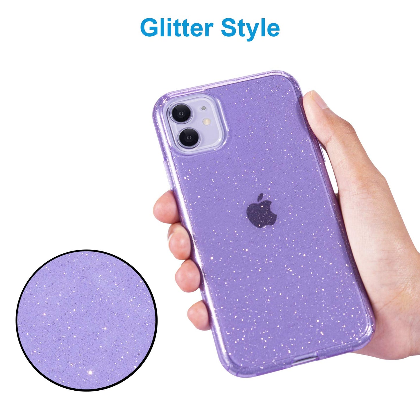 JJGoo Compatible with iPhone 11 Case, Glitter Sparkle Bling Anti-Scratch Shockproof Protective Flexible Phone Cases Cute Slim Thin Cover for Women