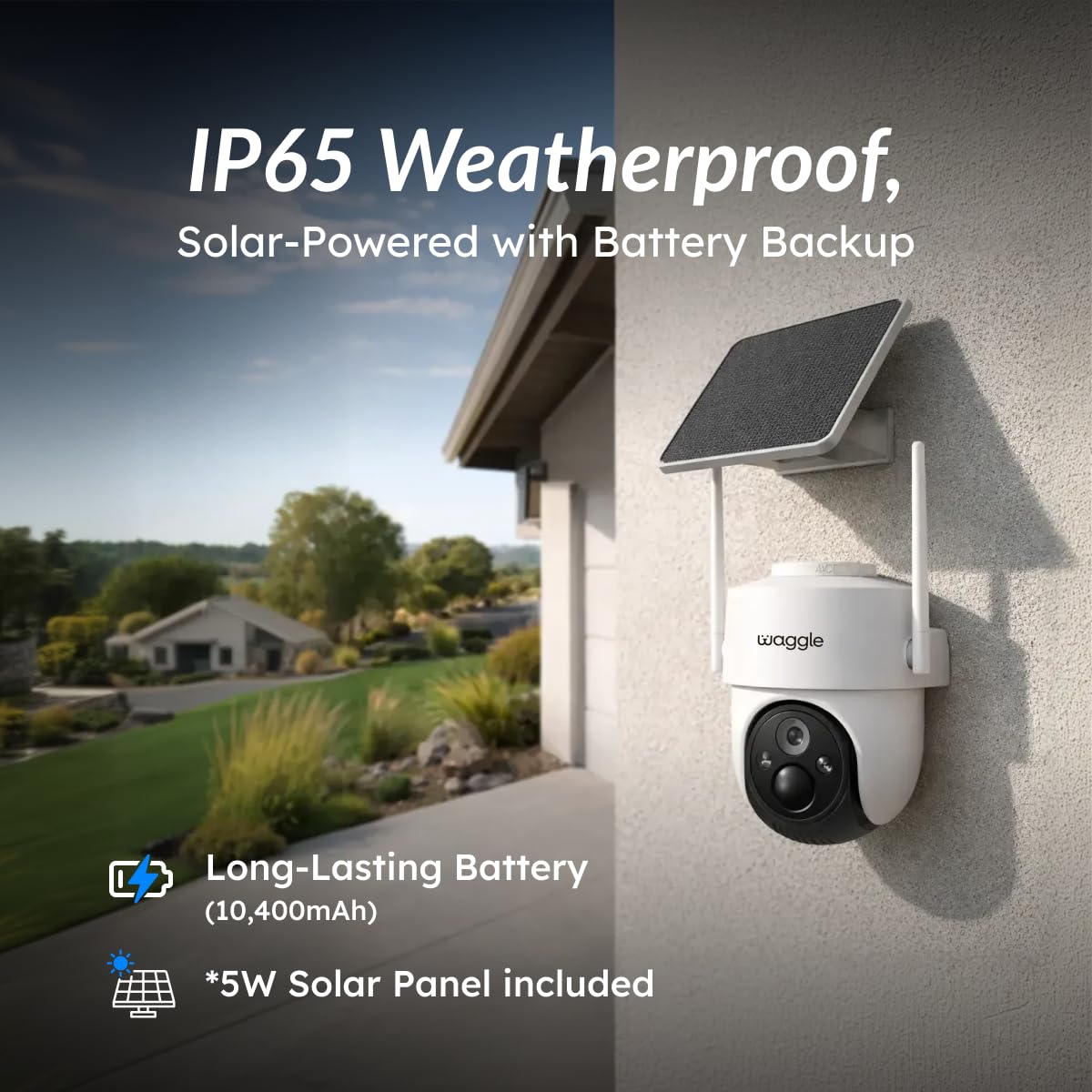 Waggle 4G LTE Cellular Security Camera Wireless Outdoor - 360° Live View, 2K Color Night Vision, PIR Motion Sensor, 2 Way Talk, Built in SIM Card