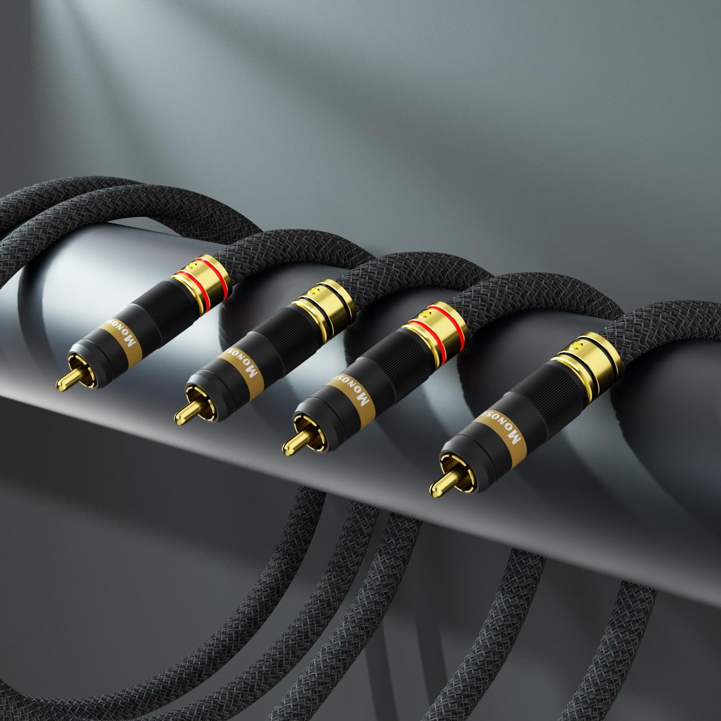 Monosaudio 17AWG Audiophile RCA Cable RCA Balanced Audio Cable OFC Copper Gold Plated Interconnect 2RCA Male Signal Cord for Home Theater, HDTV