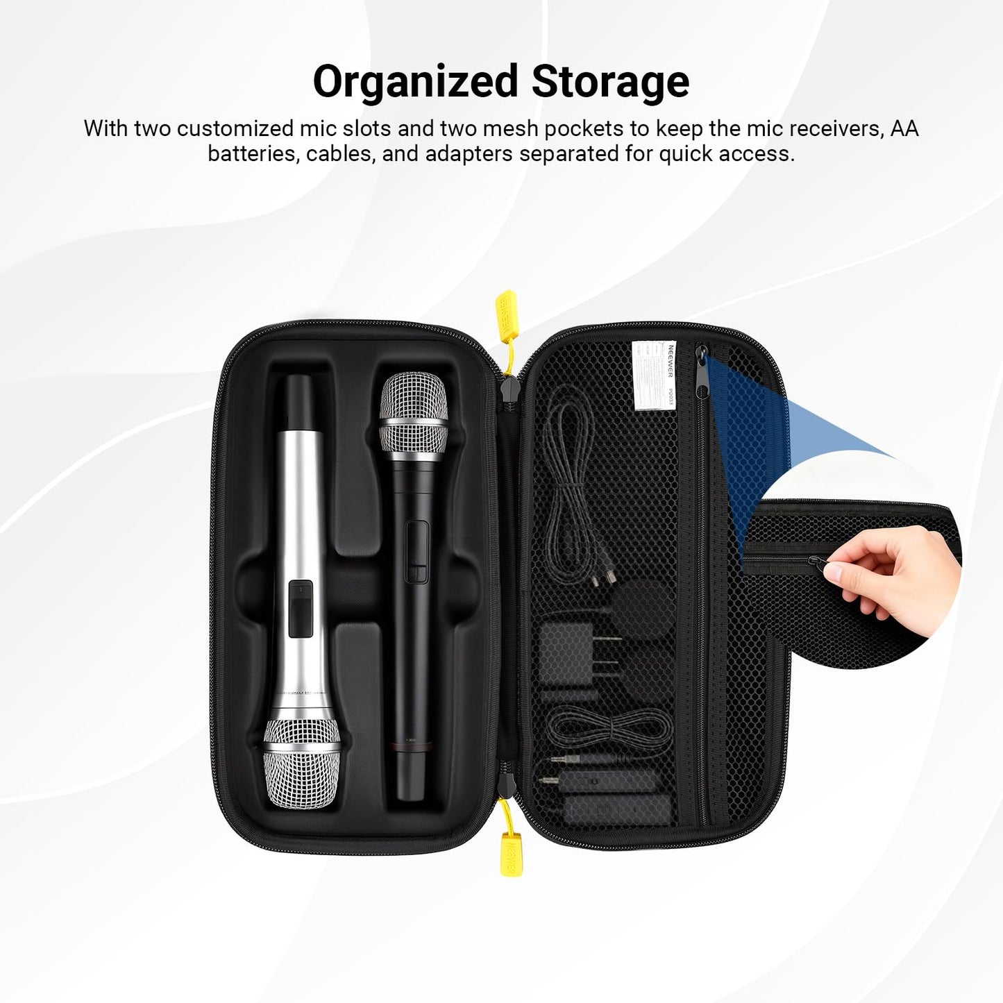 NEEWER Wireless Microphone Case Compatible with JBL PartyBox Dual Mic System, Hard Shell Handheld Travel Carrying Bag for Singing or Karaoke, for