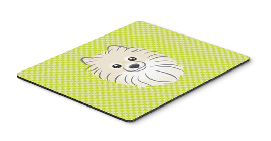 Caroline's Treasures BB1269MP Checkerboard Lime Green Pomeranian Mouse Pad, Hot Pad or Trivet for Home Office Gaming Working Computers Laptop Mouse