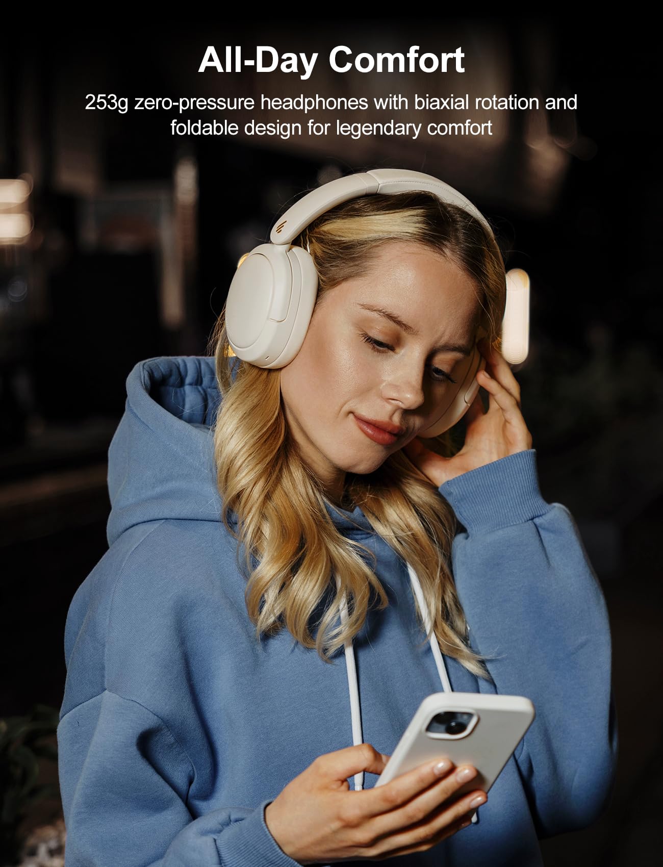 Edifier W800BT Pro -44dB Hybrid Active Noise Cancelling Headphones, Wireless Over Ear Headphones with Bluetooth 5.4, Hi-Res Audio, AI Clear Call