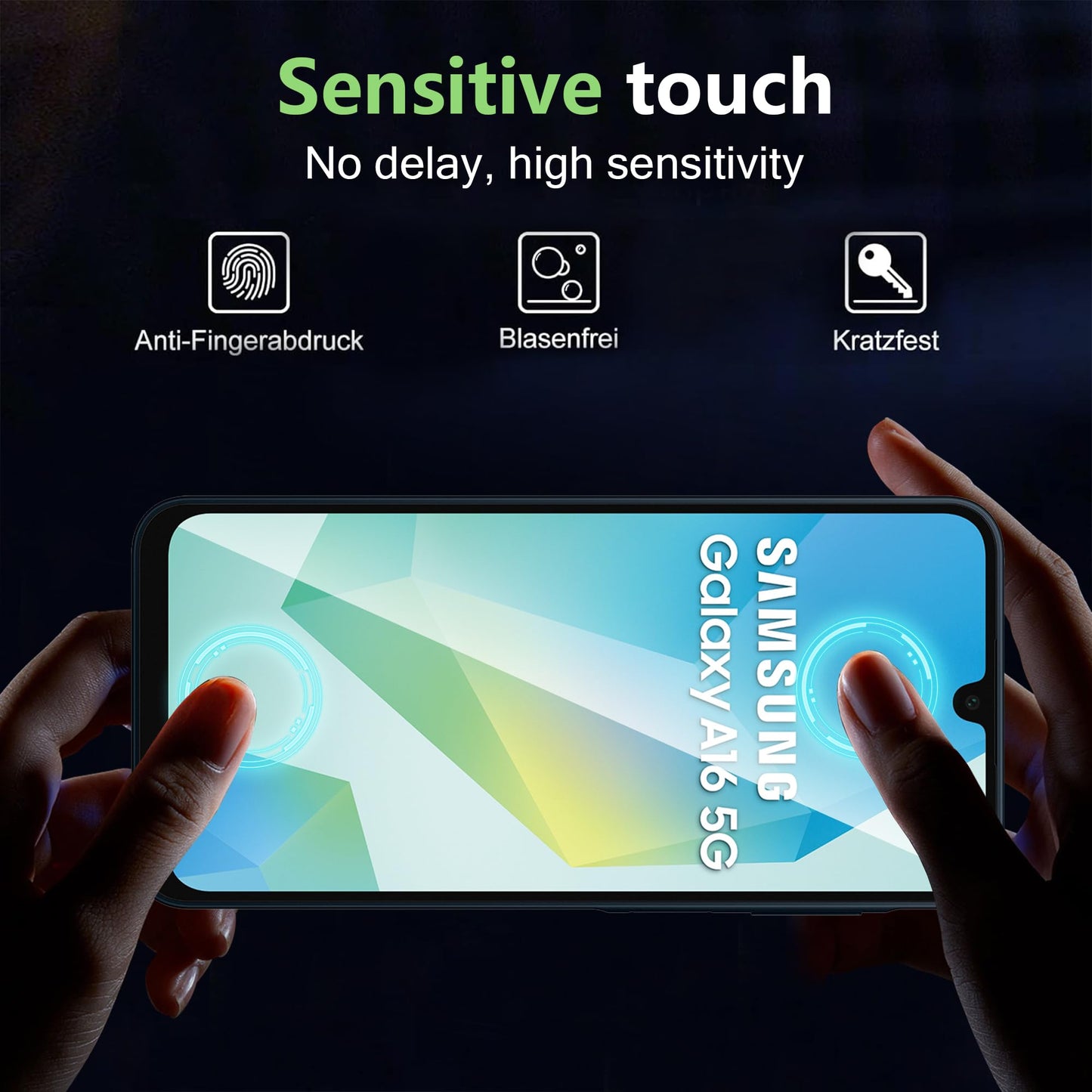 Suttkue for Samsung Galaxy A15 5G/4G Screen Protector with Camera Lens Protector, 9H Hardness Anti-Scratch Tempered Glass flim, Case