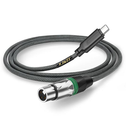 J&D USB C to XLR Microphone Audio Cable for Audio Recording, Dynamic Microphone, Braided USB C to XLR Female Cable Compatible with iPhone 16/17