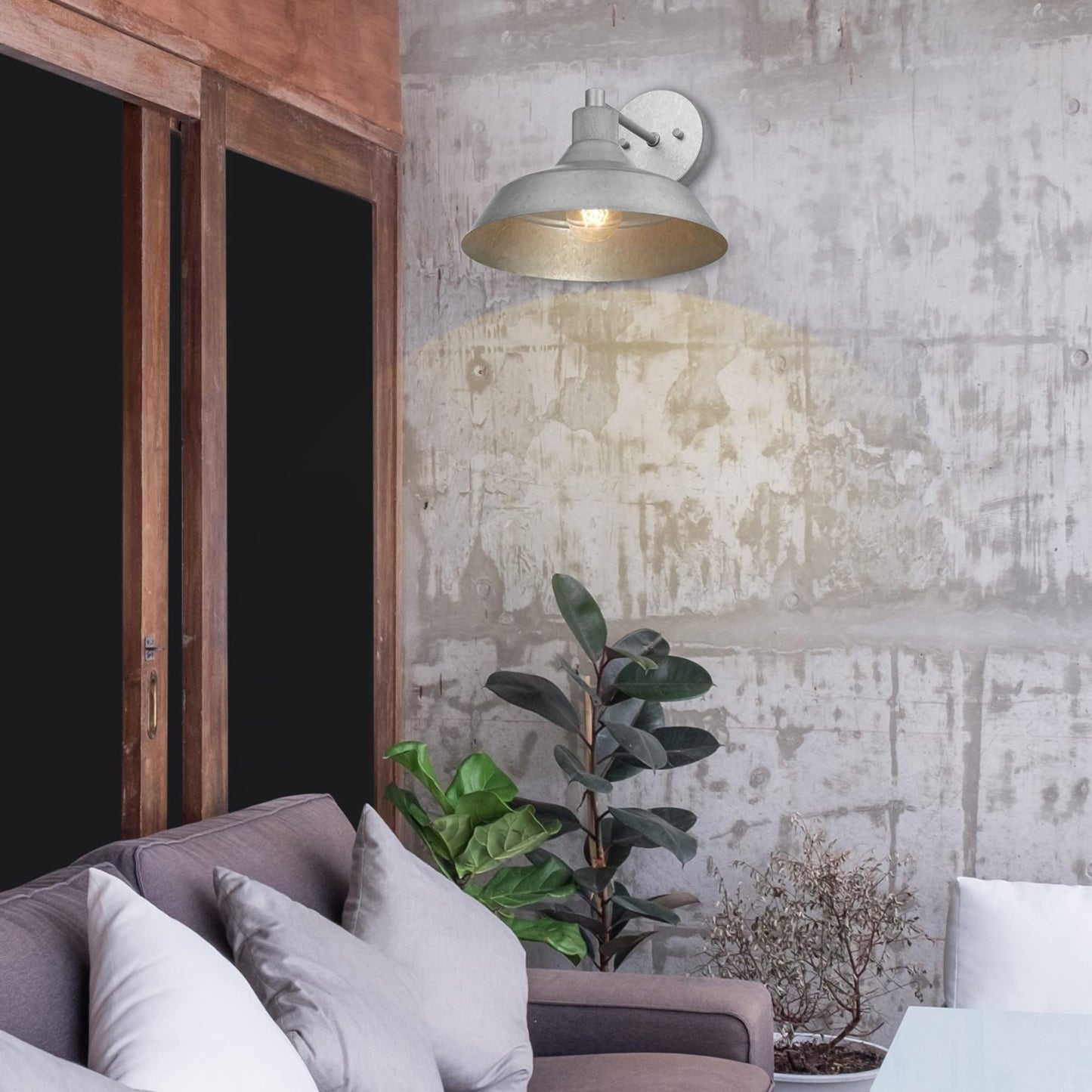 Globe Electric 44840 Sutton Outdoor/Indoor Wall Sconce, Galvanized Metal, Textured Socket Detail, Bulb Not Included