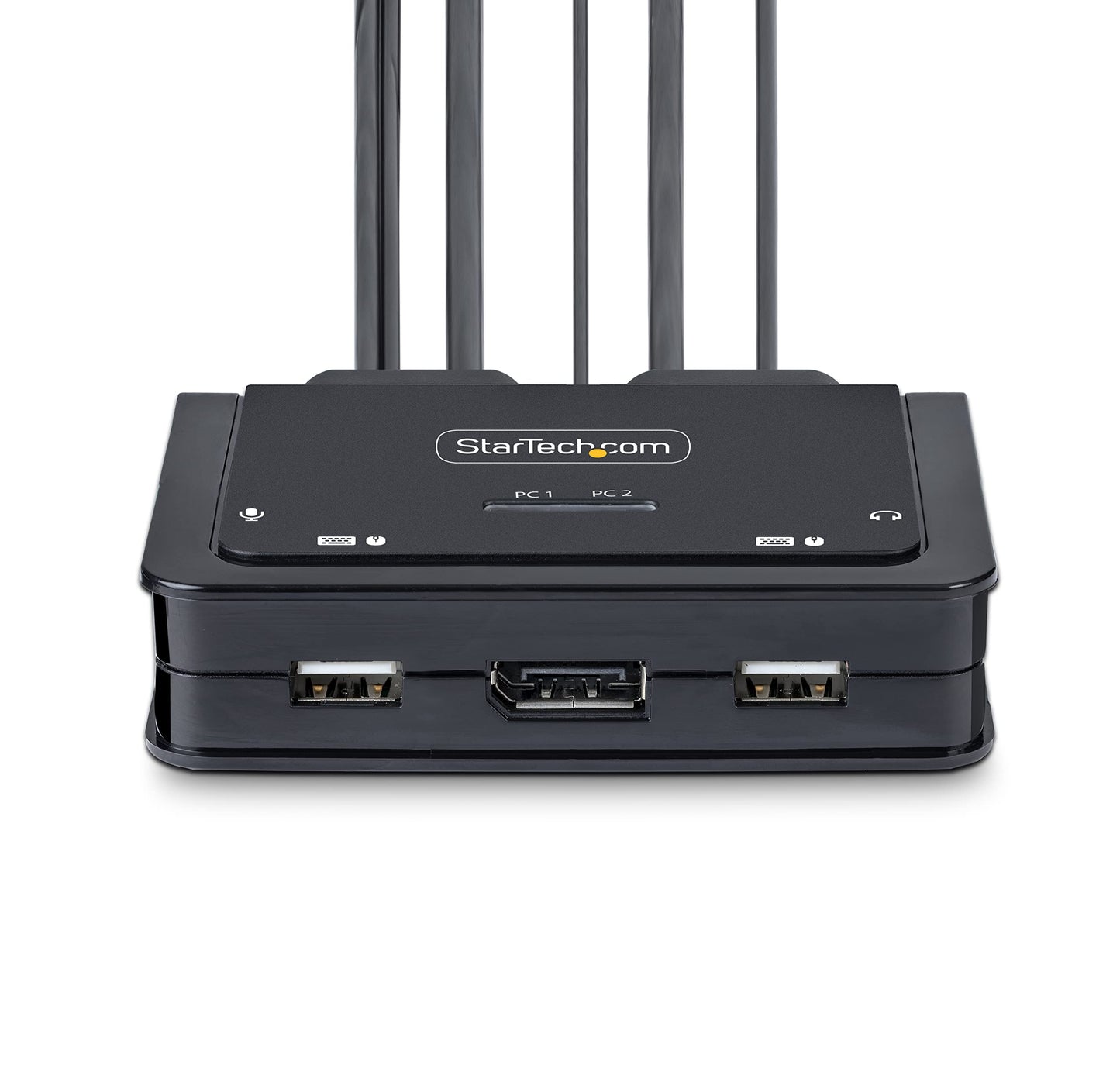StarTech.com 2-Port Hybrid USB-C DisplayPort Cable KVM Switch, 4K 60Hz, Compact KVM with 6ft/1.8m USB-A/DP/Audio & 4ft/1.2m USB-C Integrated Cables