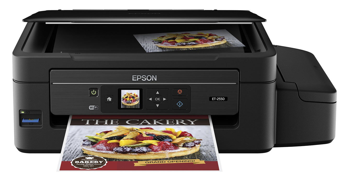 Epson Expression ET-2550 EcoTank Wireless Color All-in-One Supertank Printer with Wi-Fi, Wi-Fi Direct, Tablet and Smartphone Printing, Easily