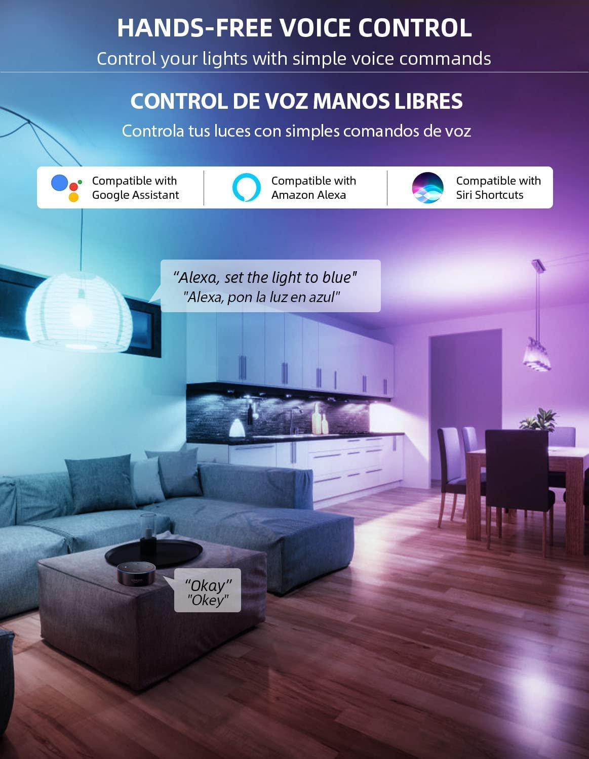 WOWLUMEN Smart Light Bulbs, 2700K-6500K Dimmable & Color Changing A19 LED Bulb, Works with Alexa Siri Google Home, 2.4GHz WiFi, RGBCW Light Bulb