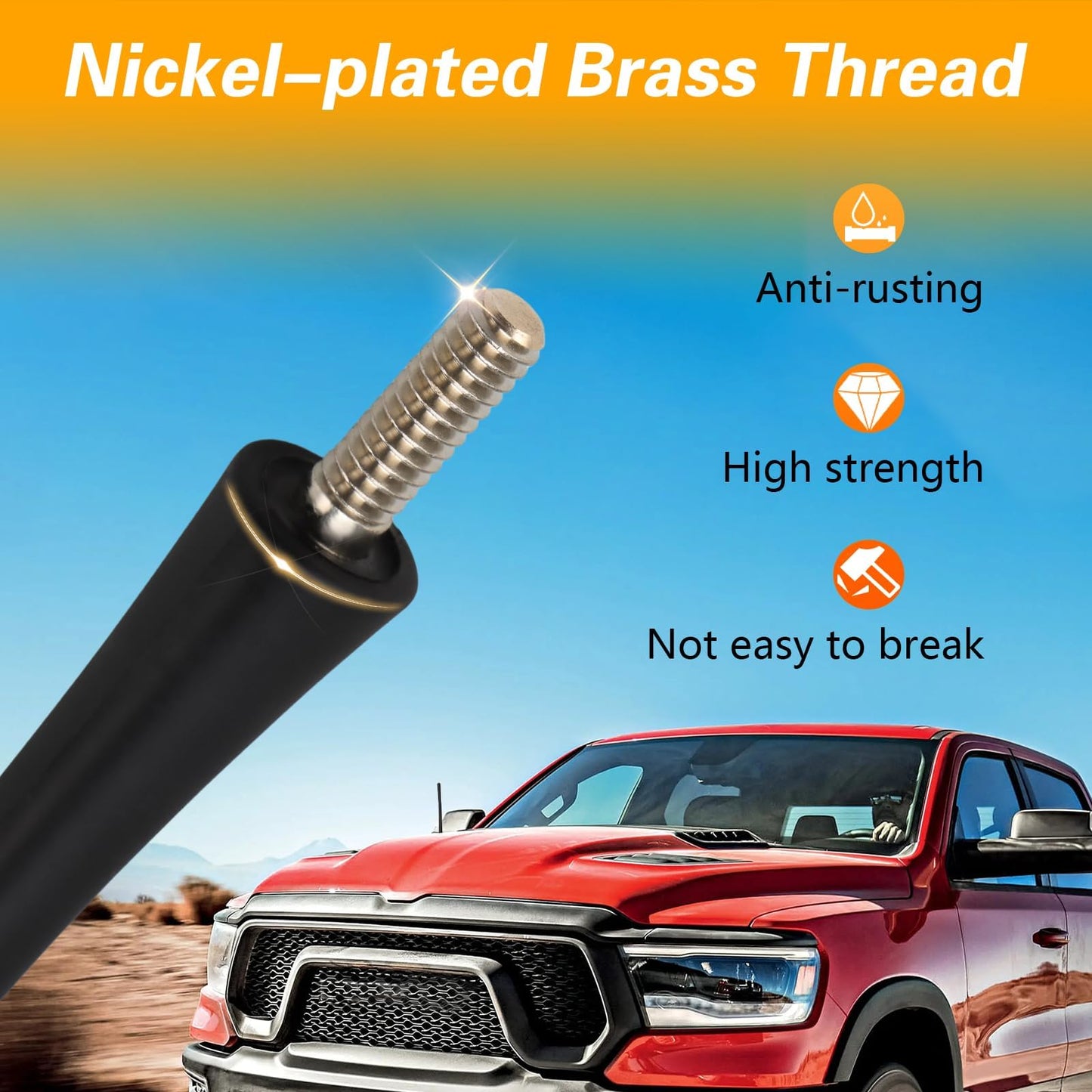 LQYLMY Short Rubber Antenna Compatible with Ram 1500 Dodge Jeep, 7" Car Wash Proof Flexible Rubber Aerial Antenna, Pickup Truck Radio Antenna Mast