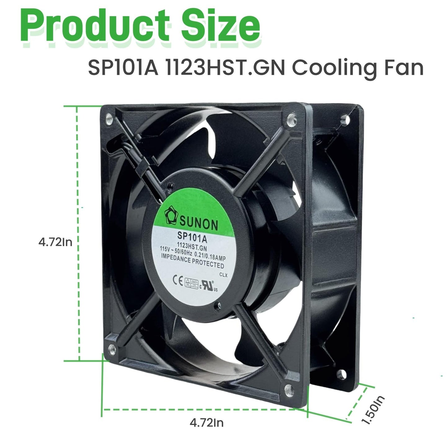 for SUNON SP101A-1123HST.GN Cooling Fan,115V 50/60Hz 0.21/0.18AMP 120X120×38mm Dual Ball Bearing Cooling Fan,2900RPM 2-pin Connector
