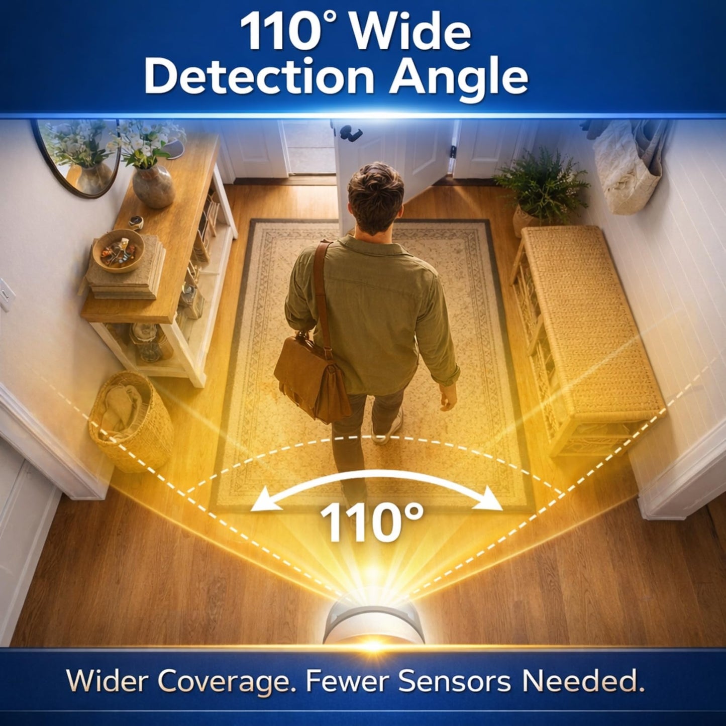 Dakota Alert Wireless Motion Detector - PIR-4000 Indoor Passive Infrared Sensor, Battery-Operated, Long Range Infrared Sensor Detects People up to 40'