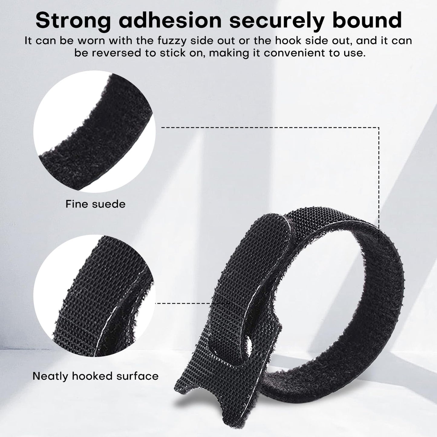 62PCS 6 inchs Microfiber Reusable Cable Ties - Adjustable Cord Organizer Straps for Electronics, Multi-Purpose Wire Management Accessories