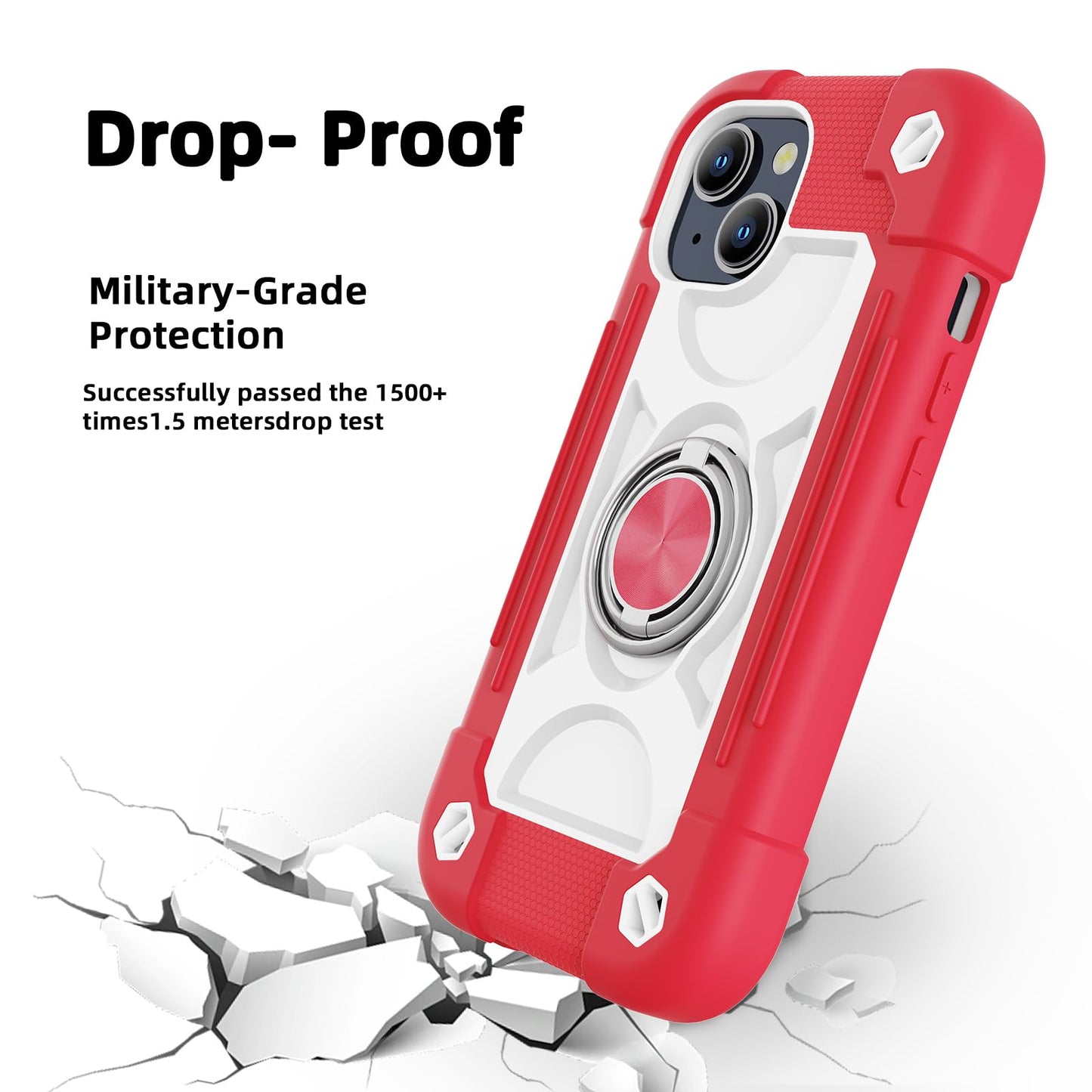 MARKILL Compatible with iPhone 15 Plus Case 6.7 Inch with Rotate Ring Stand, Military Grade Drop Protection Full Body Rugged Heavy Duty Protective