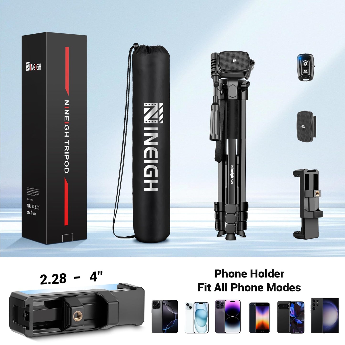 Phone Tripod, 83” Cell Phone Tripod for iPhone, Tall Tripods Selfie Stick with Remote Extendable Phone Holder Stand for Camera Photo Video Recording