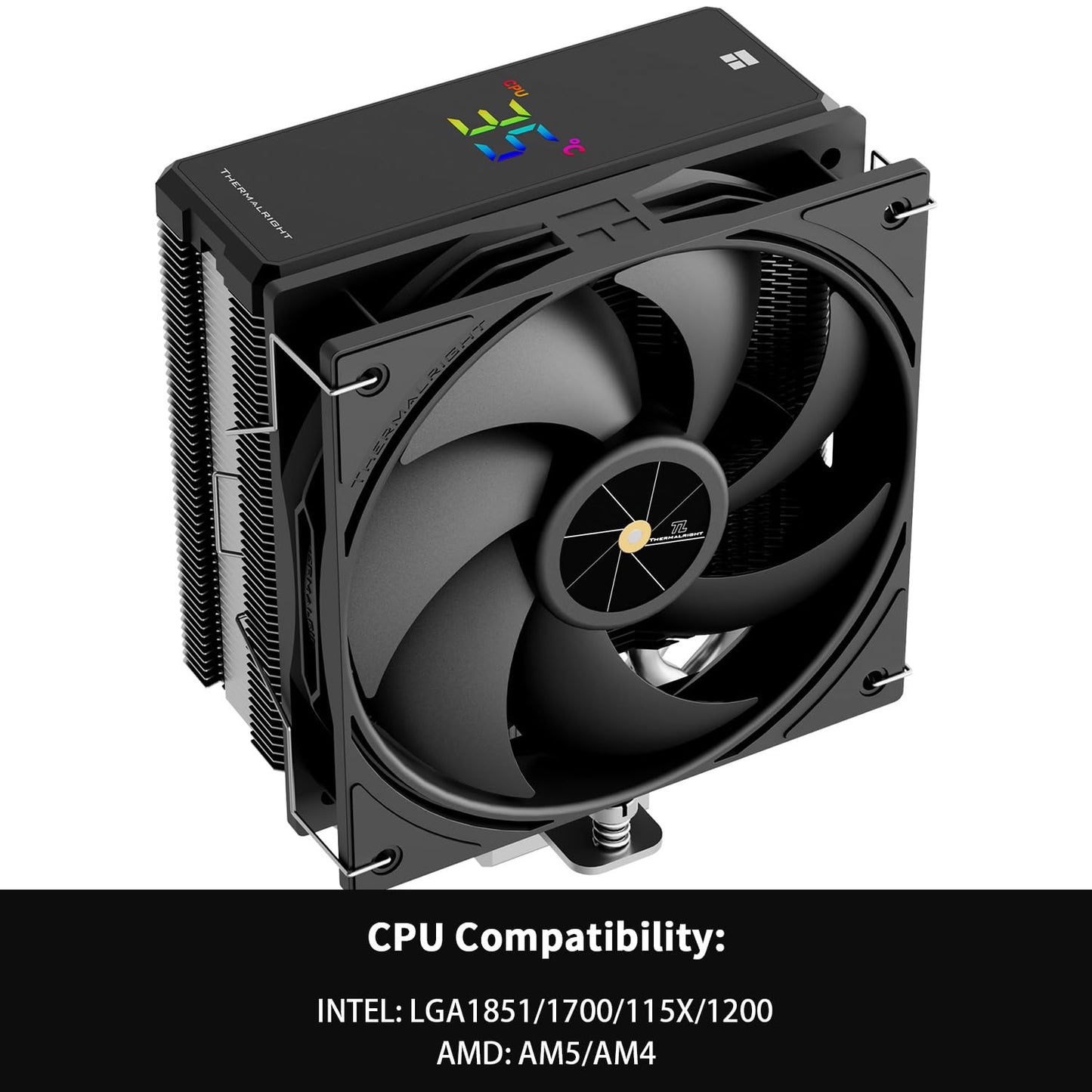 Thermalright Assassin X 120R Digital Black CPU Cooler, Digital Screen Top Cover CPU Air Cooler, Computer Heatsink Cooling, 2000RPM Speed, Support