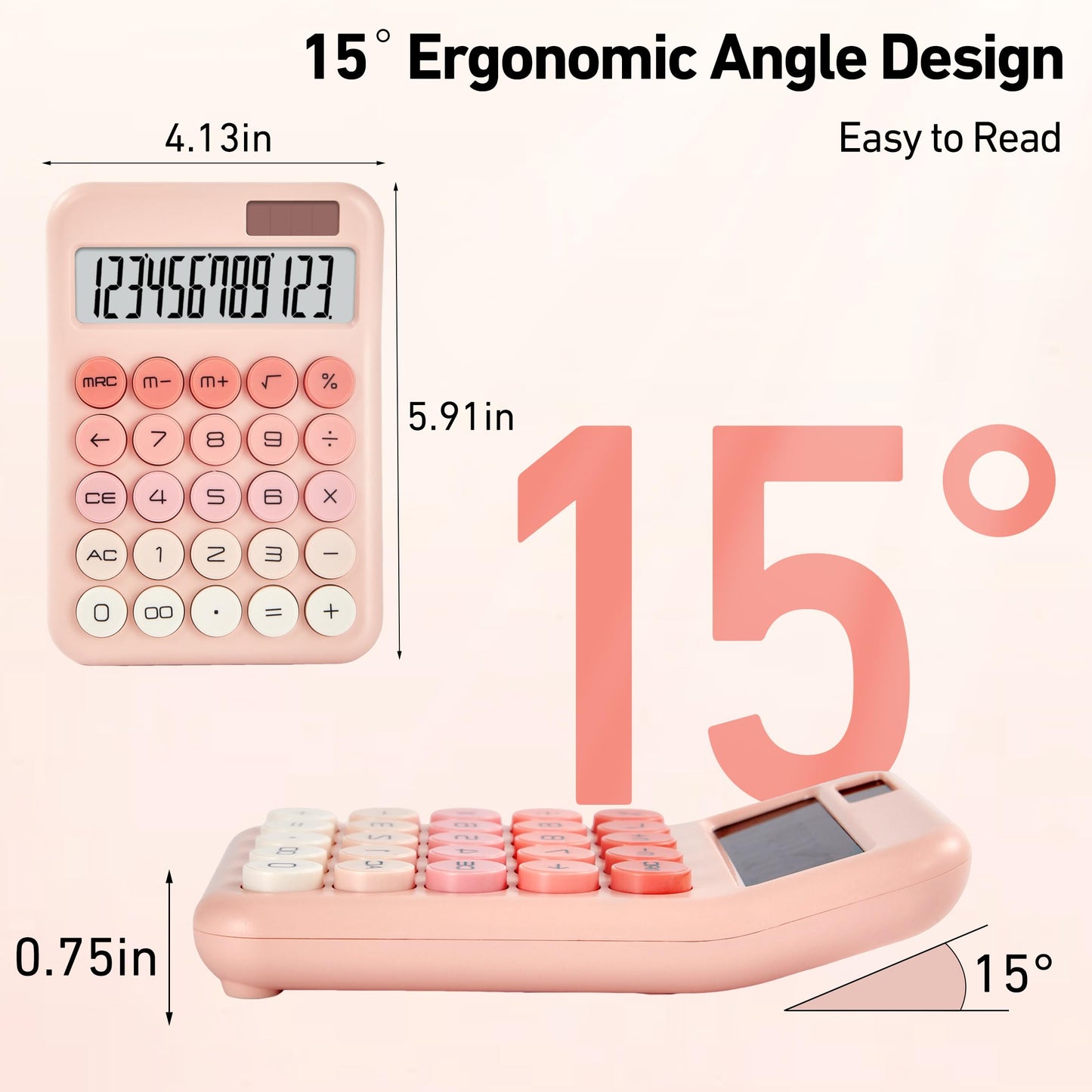 KANBIT Small Desktop Calculator with LCD Large Display and Sensitive Button, Dual Solar and Battery Powered with Automatic Sleep Basic Cute