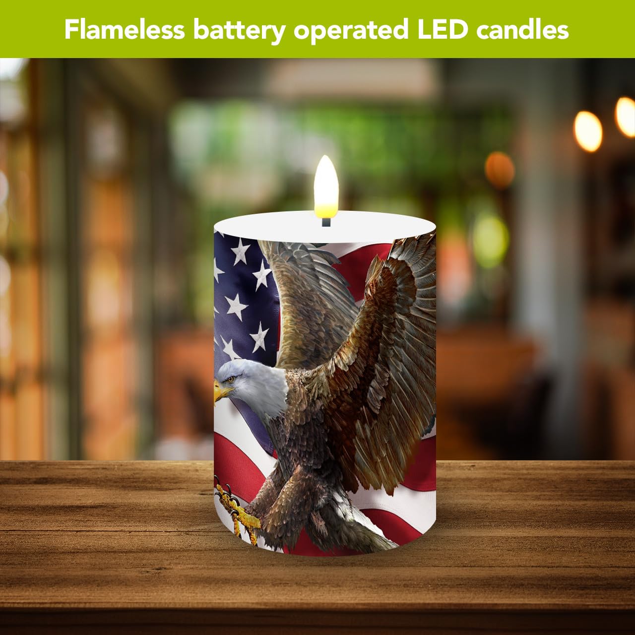Briarwood Lane Flameless Candle 6x3 American Freedom Eagle Flameless Candle with Timer for
