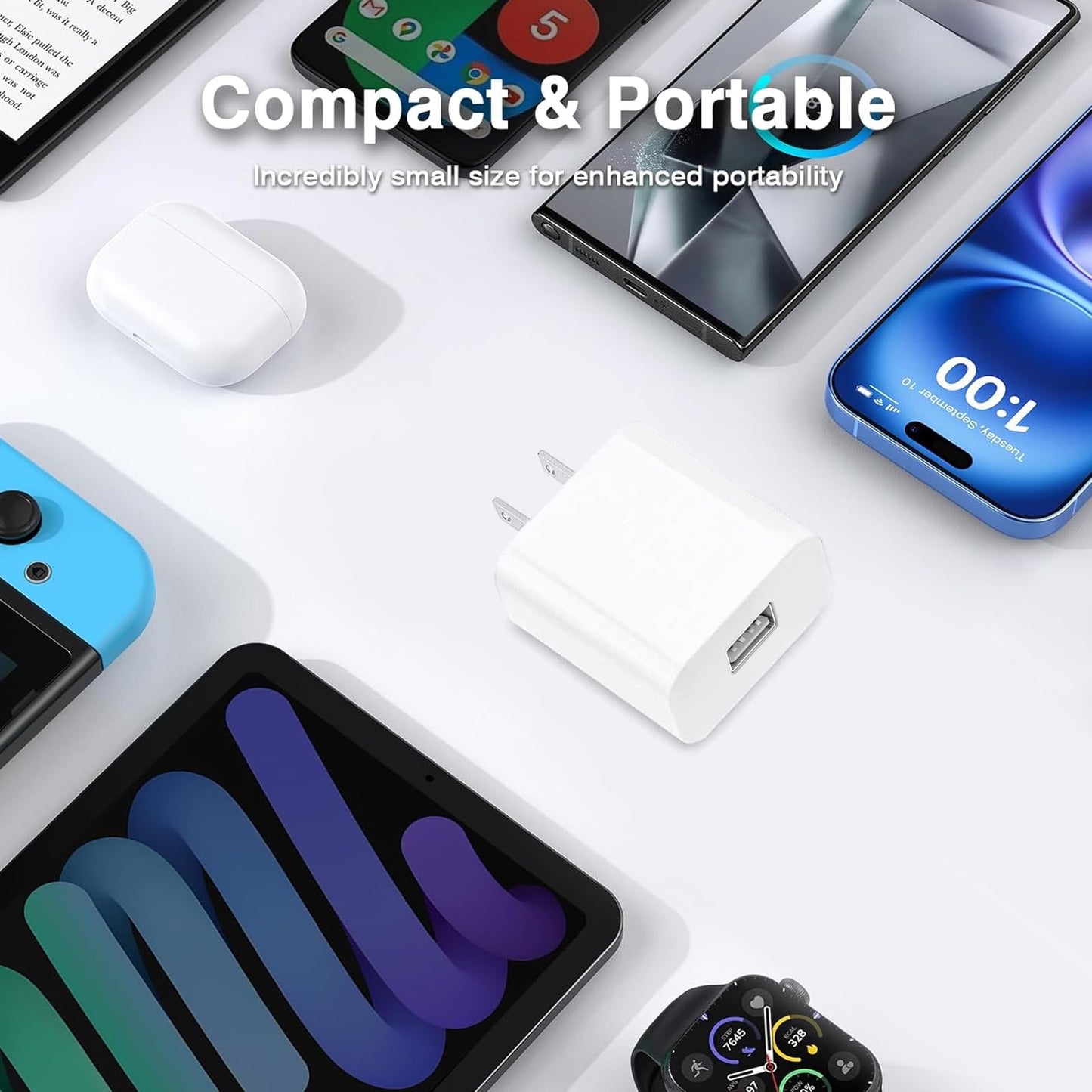 USB Wall Charger 5V 2A 10W Charger Power Adapter, Fast Charging USB Block, Charging Plug Block Cube, Wall Plug for iPhone 17 16 15, iPad