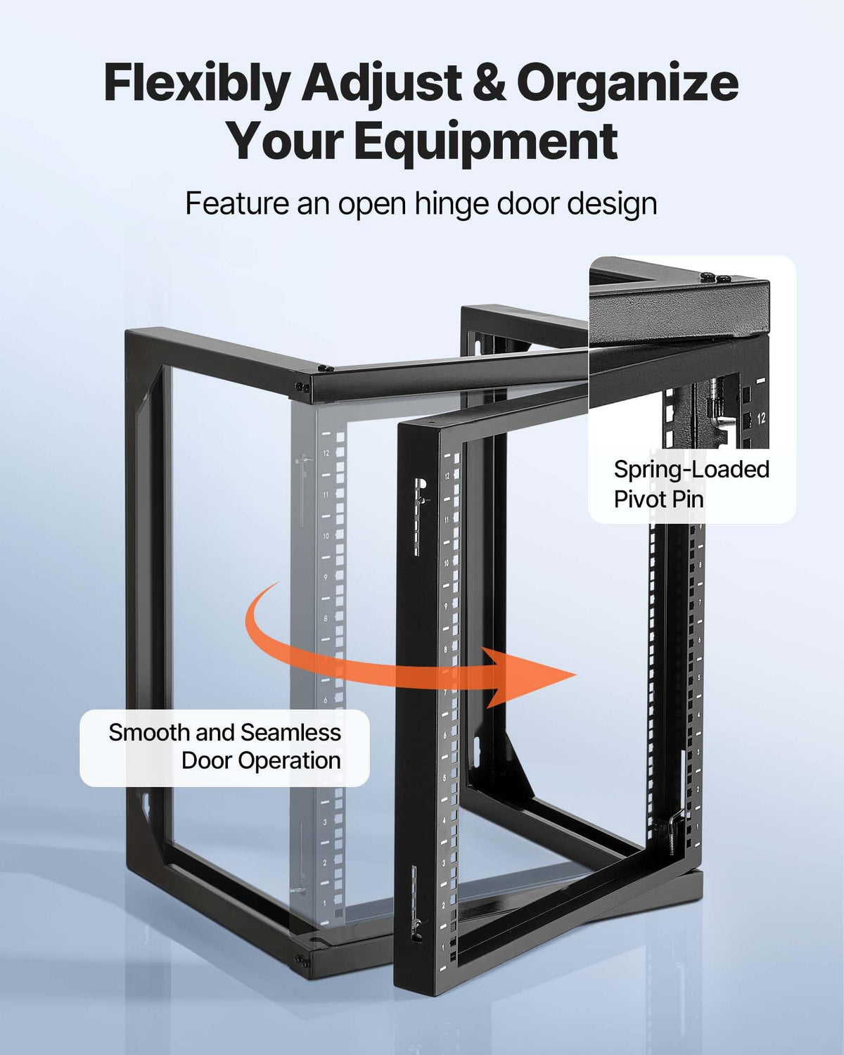 VEVOR 12U Wall Mount Server Rack, 150 lbs Max Load Capacity, Open Frame Network Rack with 180 Degrees Gate Swing, Carbon Steel, for 19-Inch IT Network