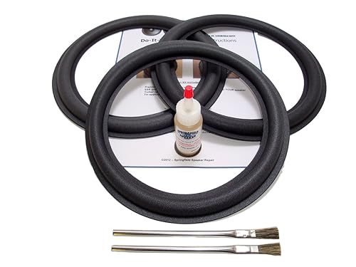 Springfield Speaker 10" Subwoofer Foam Surround Repair Kit - 3 Speaker Kit - Compatible with JL Audio 10W0, 10W3, 10W3v2, 10W4, 10W6, 10W8, 1010, 10-W