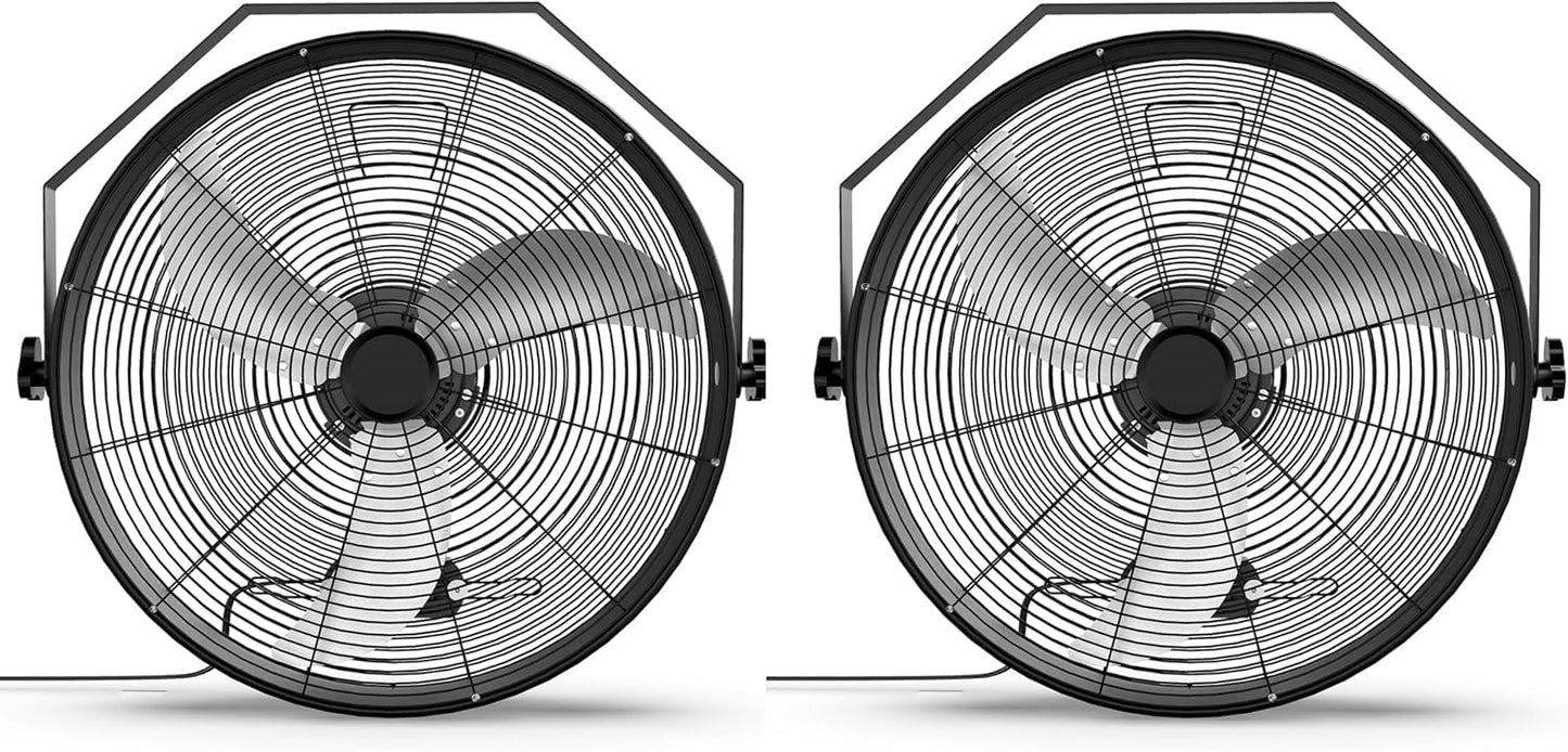 Simple Deluxe 20 Inch High Velocity Wall Mount Fan with Rack, 3 Speed Industrial/Commercial Metal Ventilation Fan,2 Pack