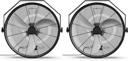 Simple Deluxe 20 Inch High Velocity Wall Mount Fan with Rack, 3 Speed Industrial/Commercial Metal Ventilation Fan,2 Pack