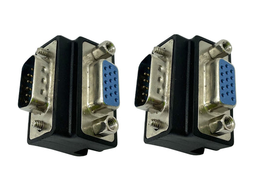 Dafensoy 90 Degree VGA 15 Pin Coupler Changer Connecter, VGA 15 Pin Male to Female Cable Adapter Suitable for LCD Monitor TV (2 Pack)
