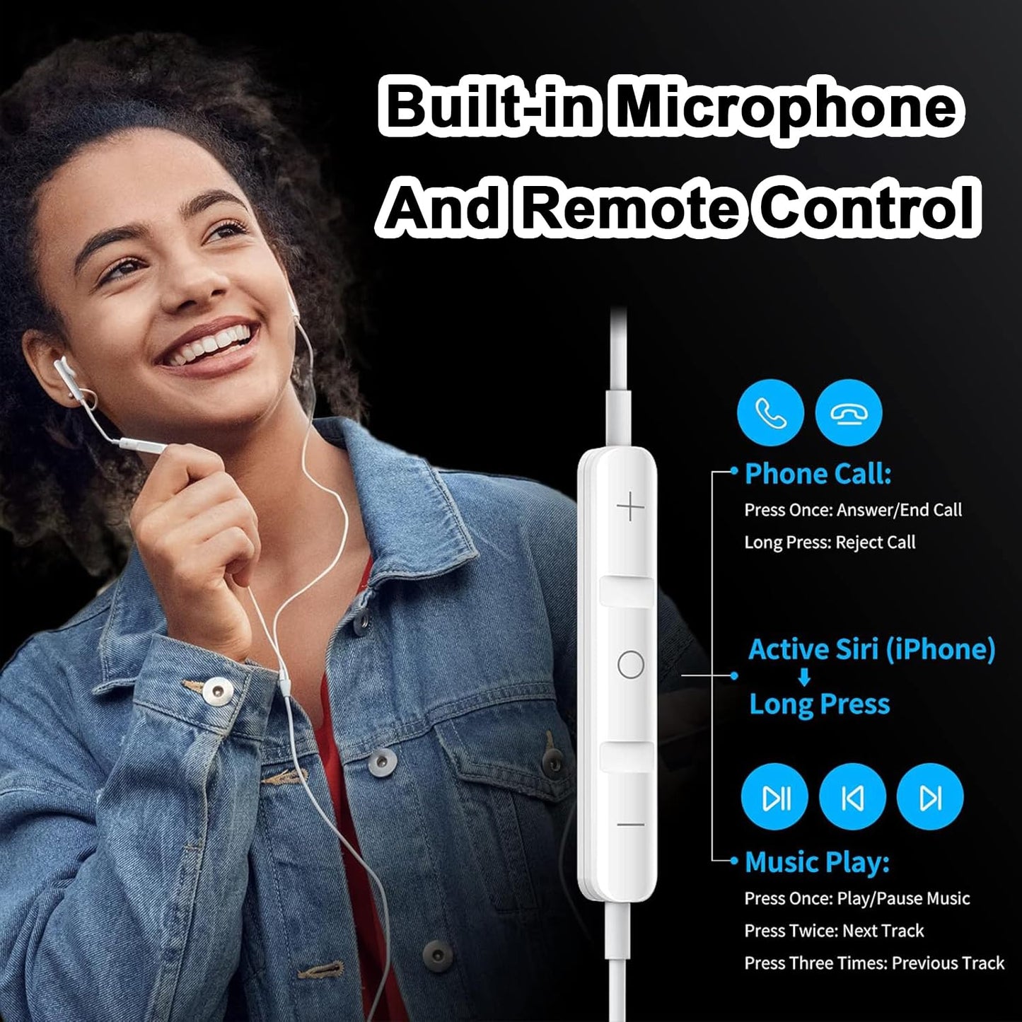 【2 Pack】Wired Earbuds, 3.5mm Headphones Wired, 3.5mm Jack in Ear Headphones with Microphone & Volume Control, Compatible with iPhone, iPad, iPod…