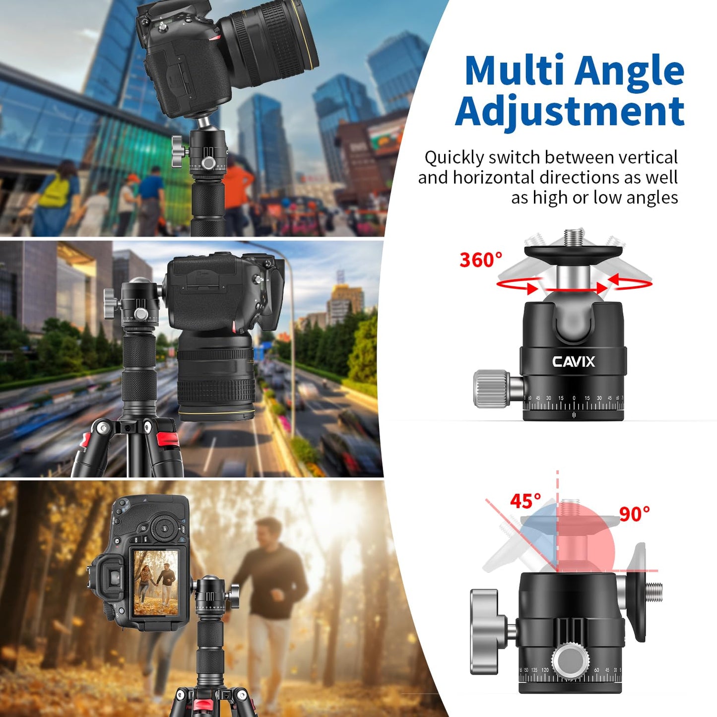 CAVIX MT-03 Camera Panoramic Tripod Head Small Ball Head with Arca Swiss Quick Release Plate Bubble Level Load Capacity 11 lbs/5 kg,