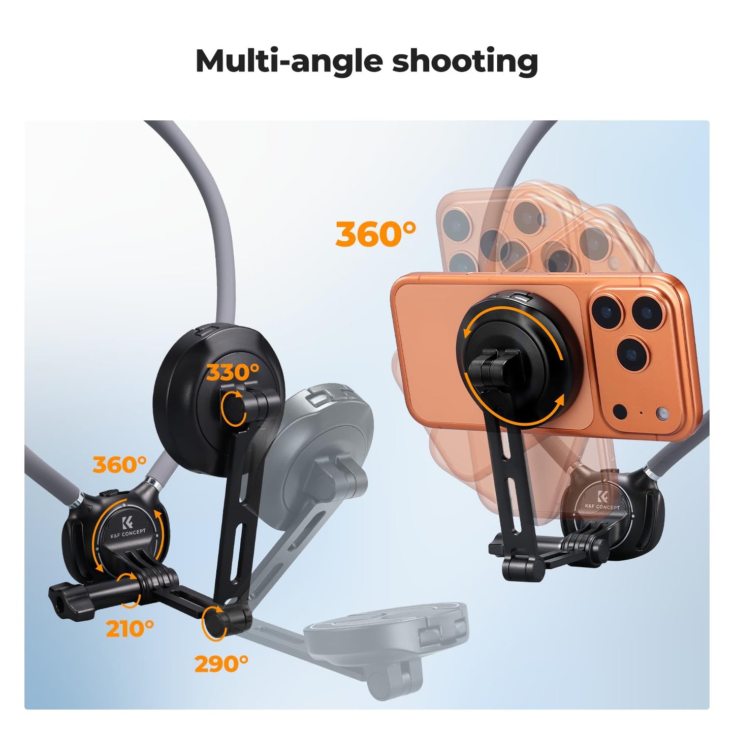 K&F CONCEPT 2-in-1 Magnetic & Clip-on Neck Phone Holder