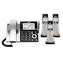 AT&T CL84307 Dect 6.0 Expandable Corded/Cordless Phone with Smart Call Blocker, Silver/Black with 3 Handsets