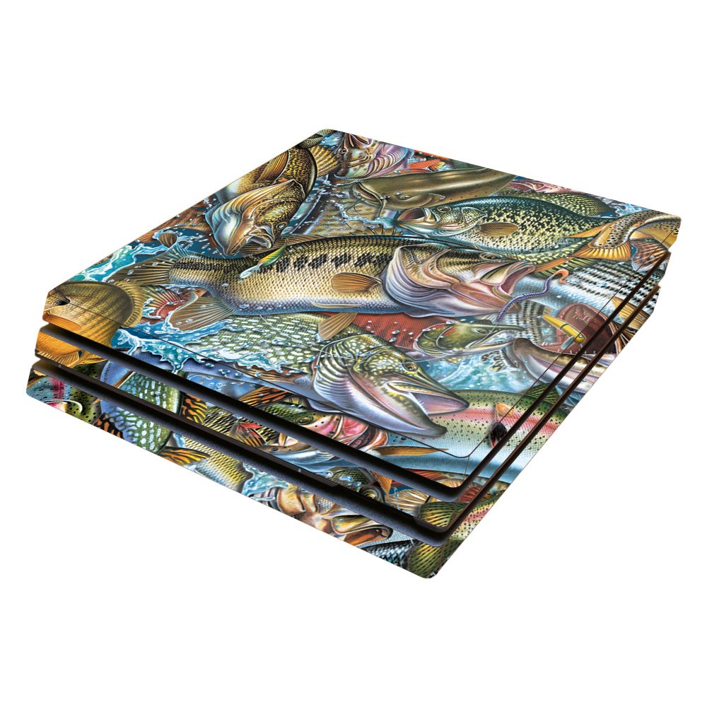 MightySkins Skin Compatible with Sony PS4 Pro Console - Action Fish Puzzle | Protective, Durable, and Unique Vinyl Decal wrap Cover | Easy to Apply