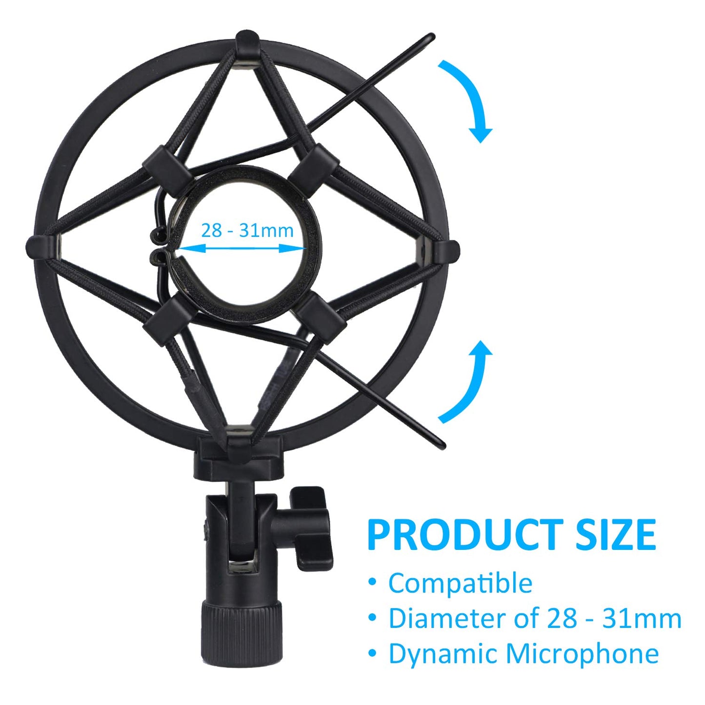 SUNMON Mic Shock Mount Holder for Diameter 28mm-31mm Dynamic Microphone to Reduces Vibration and Shock Noise, Suitable for AT2005-USB, XM1800S, E835