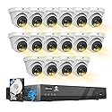 GWSECU 5MP Security Camera System 16 Channel, 16x 5MP Wired IP PoE Dome Camera, Smart Dual Light Color Night Vision, AI Human Detection, 2-Way Talk