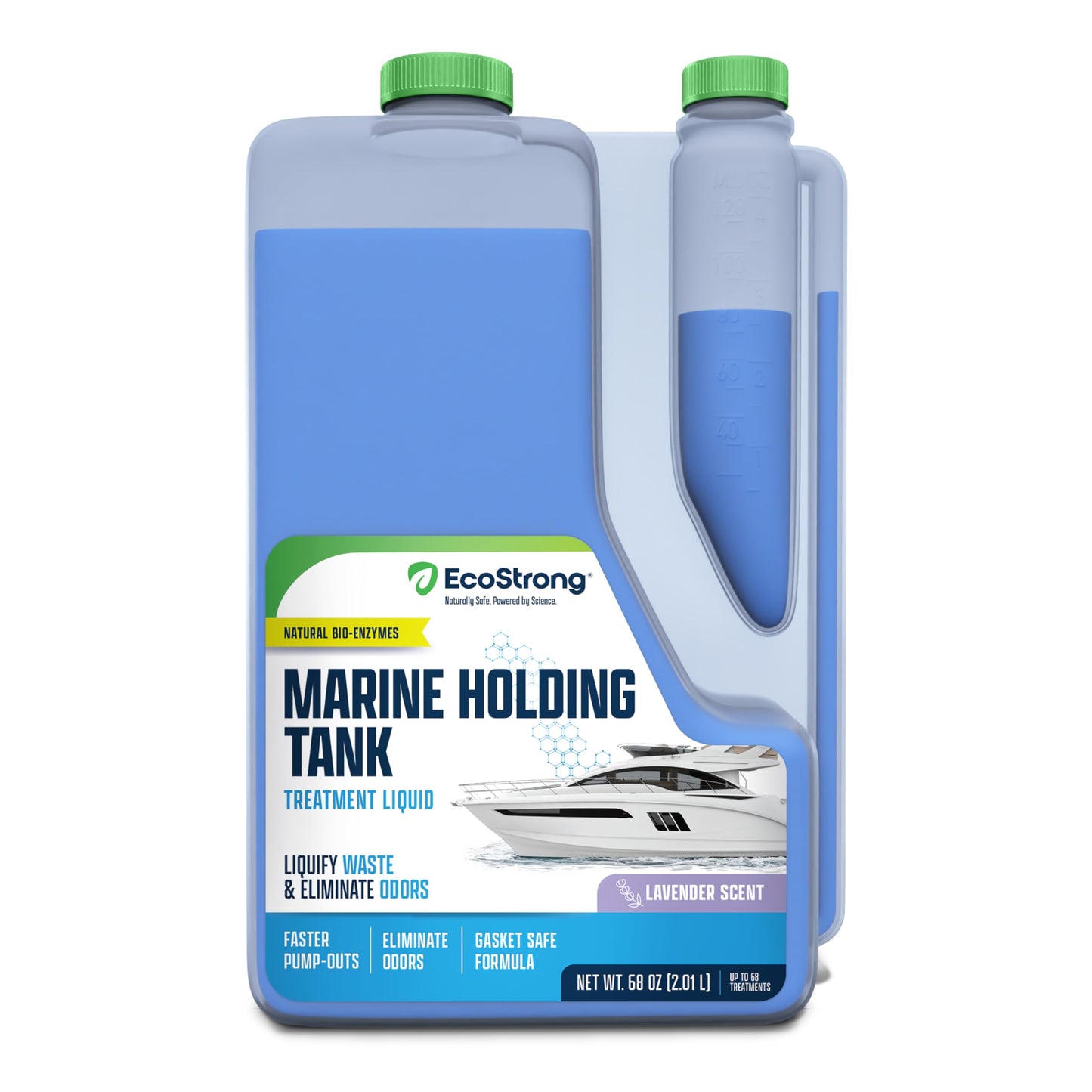 Eco Strong Marine Holding Tank Treatment | Powerful Enzymatic Black Water Digesting Liquid - Eliminates Tank Odor and Breaks Down Waste (68 oz)