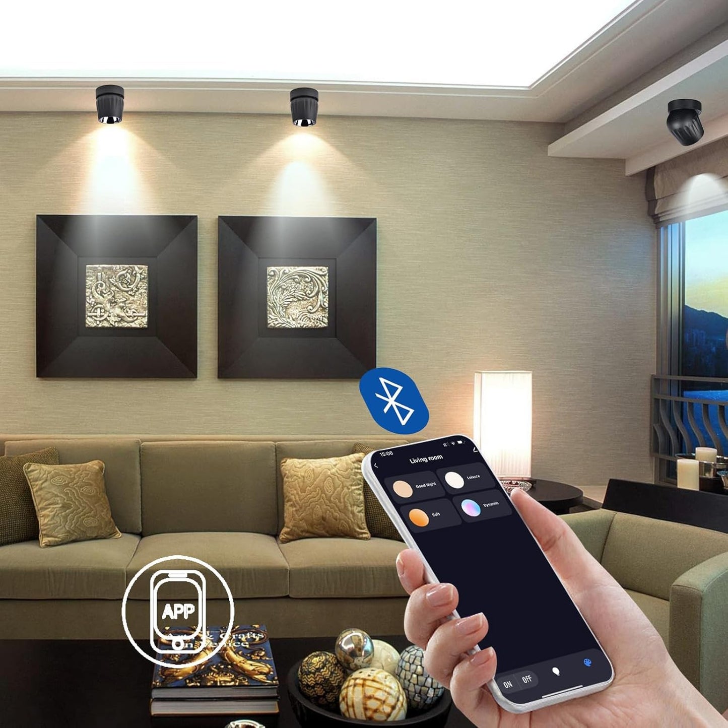 LED Ceiling Spotlight Indoor Dimmable - Tuya Smart Life 360° Adjustable 12W COB Ceiling Downlight Aluminum Hard Wired For Bedrooms Rooms Corridors
