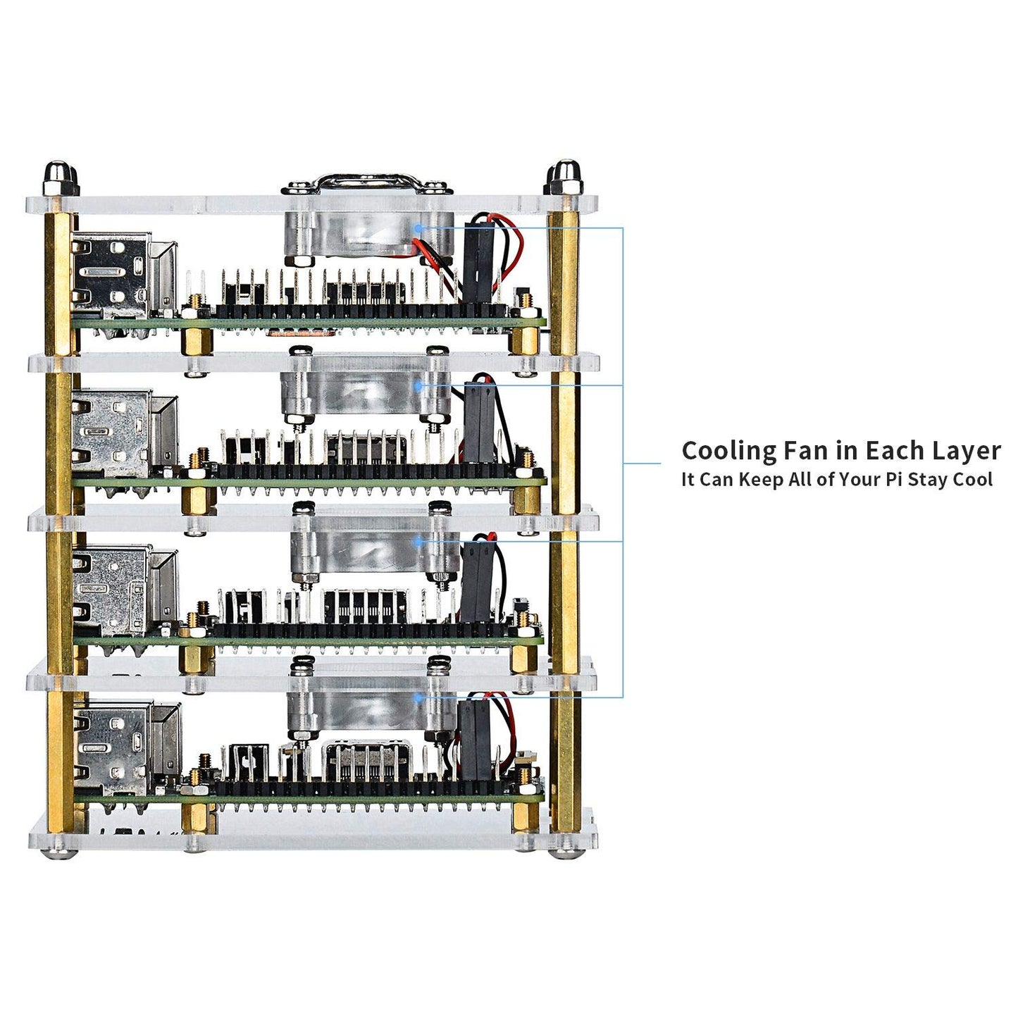 GeeekPi Cluster Case with Cooling Fan and Heatsinks for Raspberry Pi 4B/3B+/3B/2B