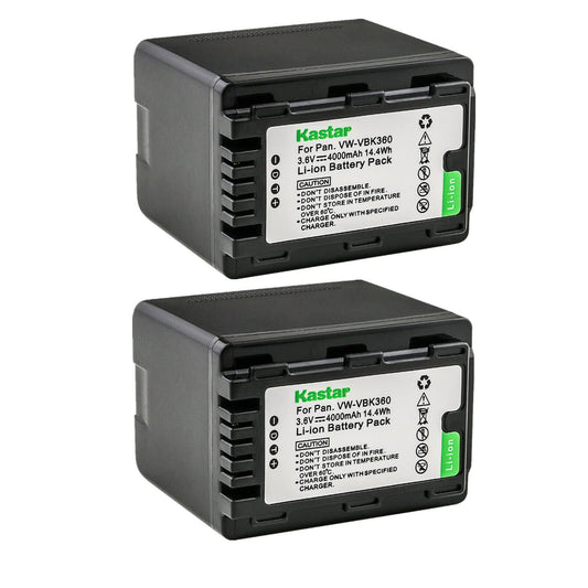 Kastar 2-Pack Battery VW-VBK360 Replacement for Panasonic VW-VBK180, VW-VBK360, VW-VBK360PPK, VW-VBL180, VW-VBL090 Battery, Panasonic SDR-HS85P