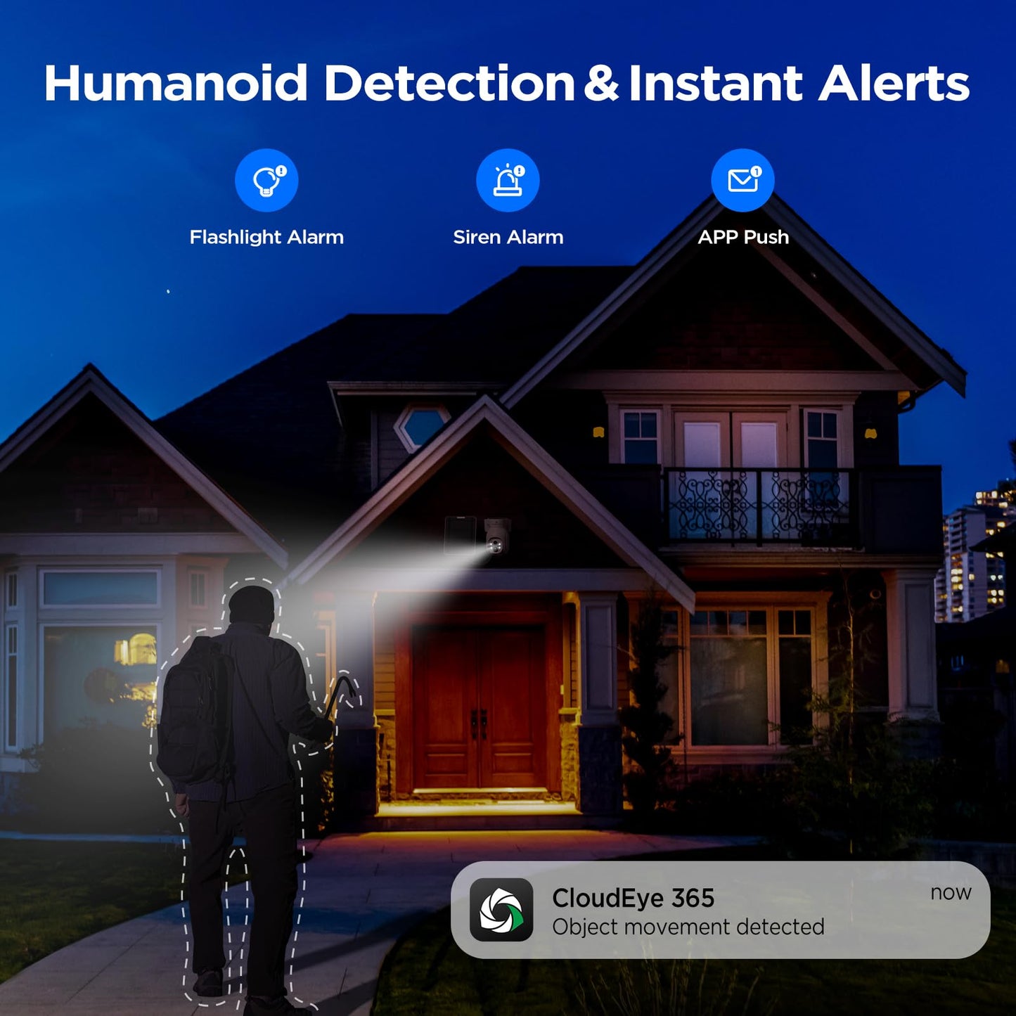Camcamp 4MP Battery Powered WiFi Camera with Solar Panel, Spotlight, PTZ, 2-Way Audio, Smart Human Detection, Cannot Work Alone, Only Compatible SC23